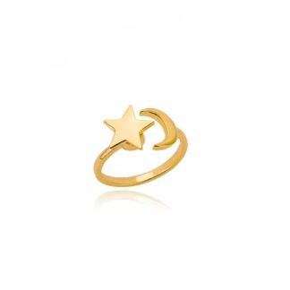 bague lune etoile acier inoxydable