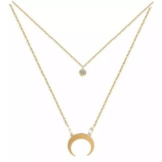 collier tendance corne lune or