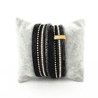 Bracelet cuir noir multitours