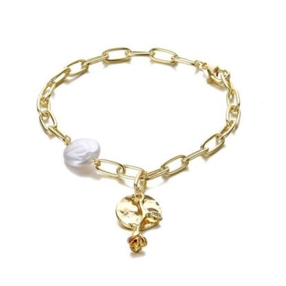 Bracelet grosse maille medaille