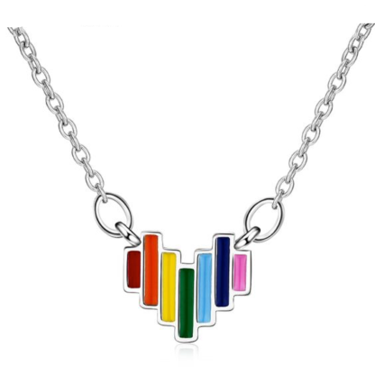 collier coeur multicolore