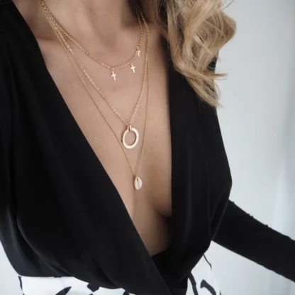 collier double rang coquillage