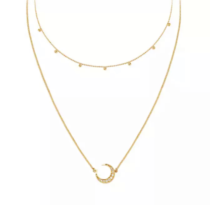 collier deux chaines avec lune