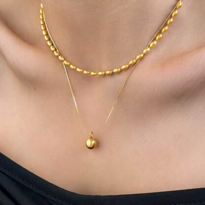 collier multi rangs plaque or