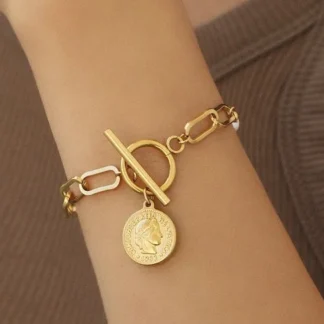 bracelet medaille piece de monnaie