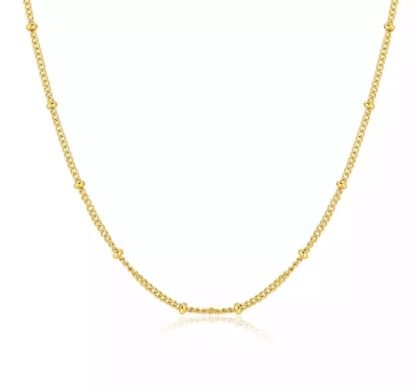 Collier chaine perlee or