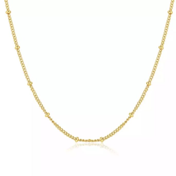 Collier chaine perlee or