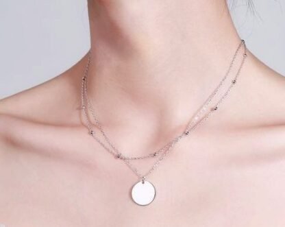 Collier deux rangs medaille argent 925