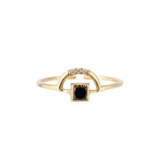 bague minimaliste strass noire