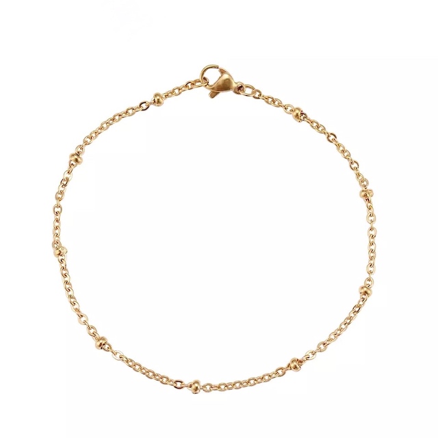 bracelet chaine perlee dore