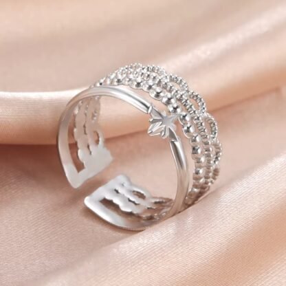 bague multirang en acier inoxydable argente