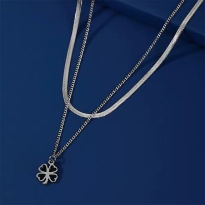 collier pour femme avec trefle en acier inoxydable