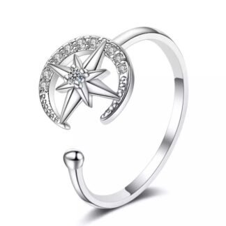 bague lune etoile argent 925