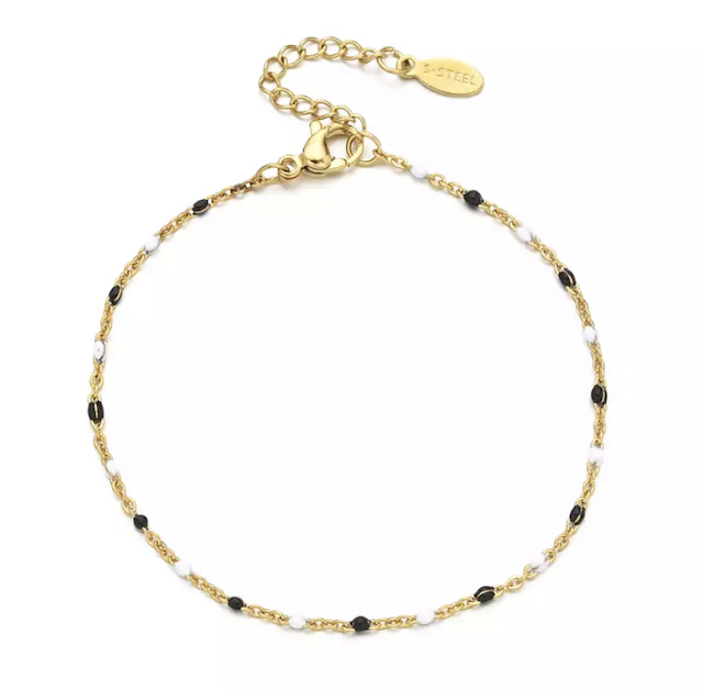 bracelet fin perles noires