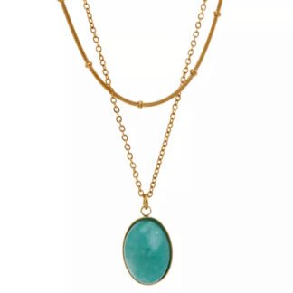 collier avec pendentif pierre turquoise