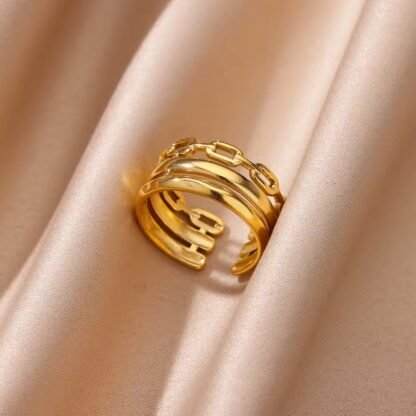 bague trois rangs en acier inoxydable