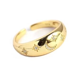 Bague lune etoiles ajustable