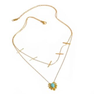 collier multirangs turquoise