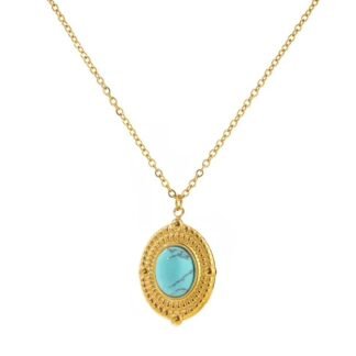 collier medaille turquoise