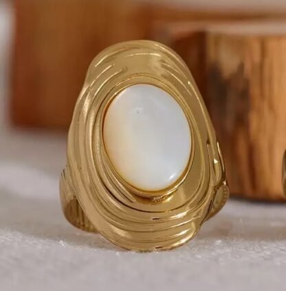 bague xxl pierre blanche