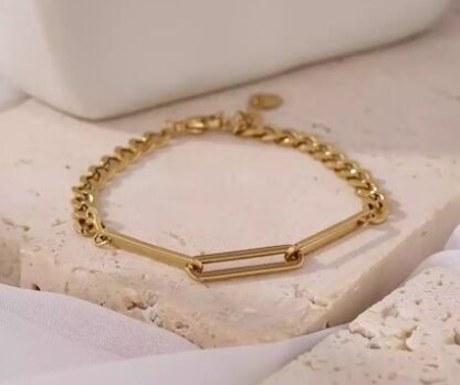 bracelet gros maillon dore