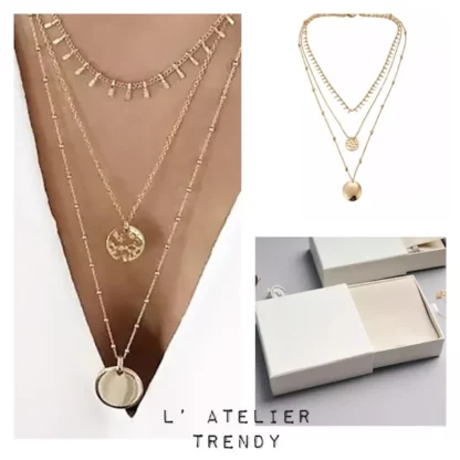 multi collier dore femme