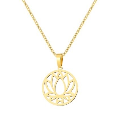 collier medaille fleur de lotus