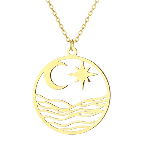 collier medaille lune etoile