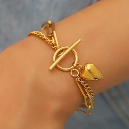 Bracelet gros maillon coeur