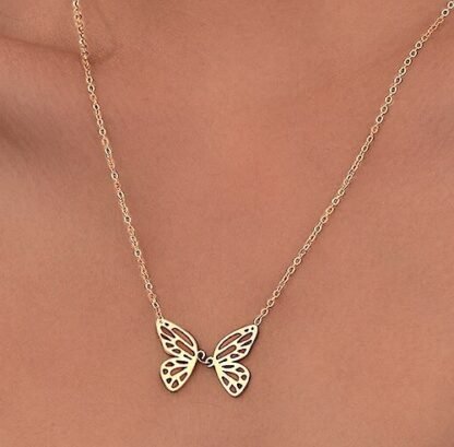 Collier papillon acier inoxydable