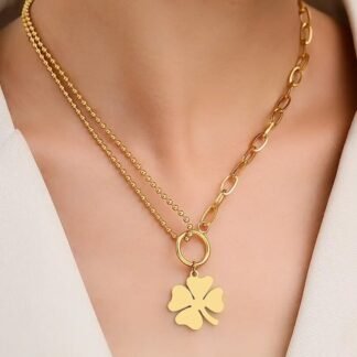 collier trefle original femme