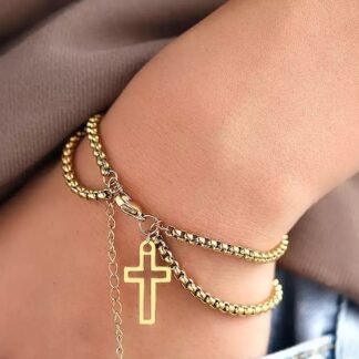 bracelet pour femme double rang avec croix tendance