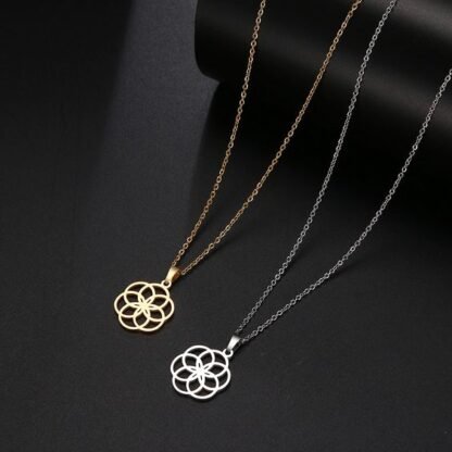 Collier pendentif fleur tendance – Image 2