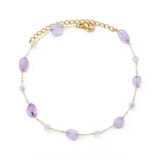 chaine de cheville pierres naturelles jade violet