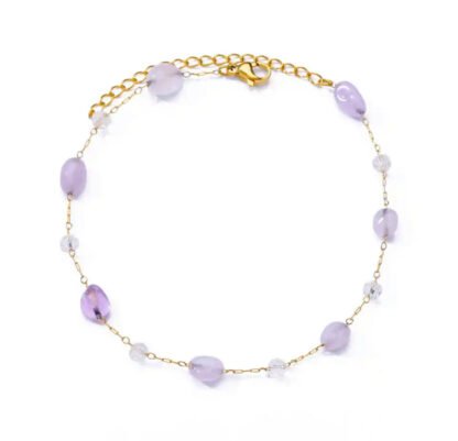 chaine de cheville pierres naturelles jade violet