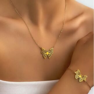 collier papillon acier inoxydable