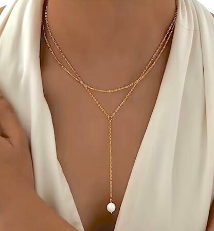 collier Y avec perle