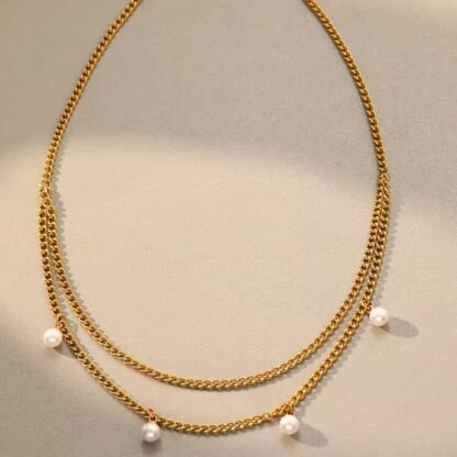 collier perles blanches multirangs