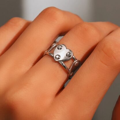 bague coeur en acier inoxydable